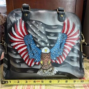 Anuschka. NWOT. Eagle Design Black Leather Handbag